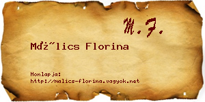 Málics Florina névjegykártya